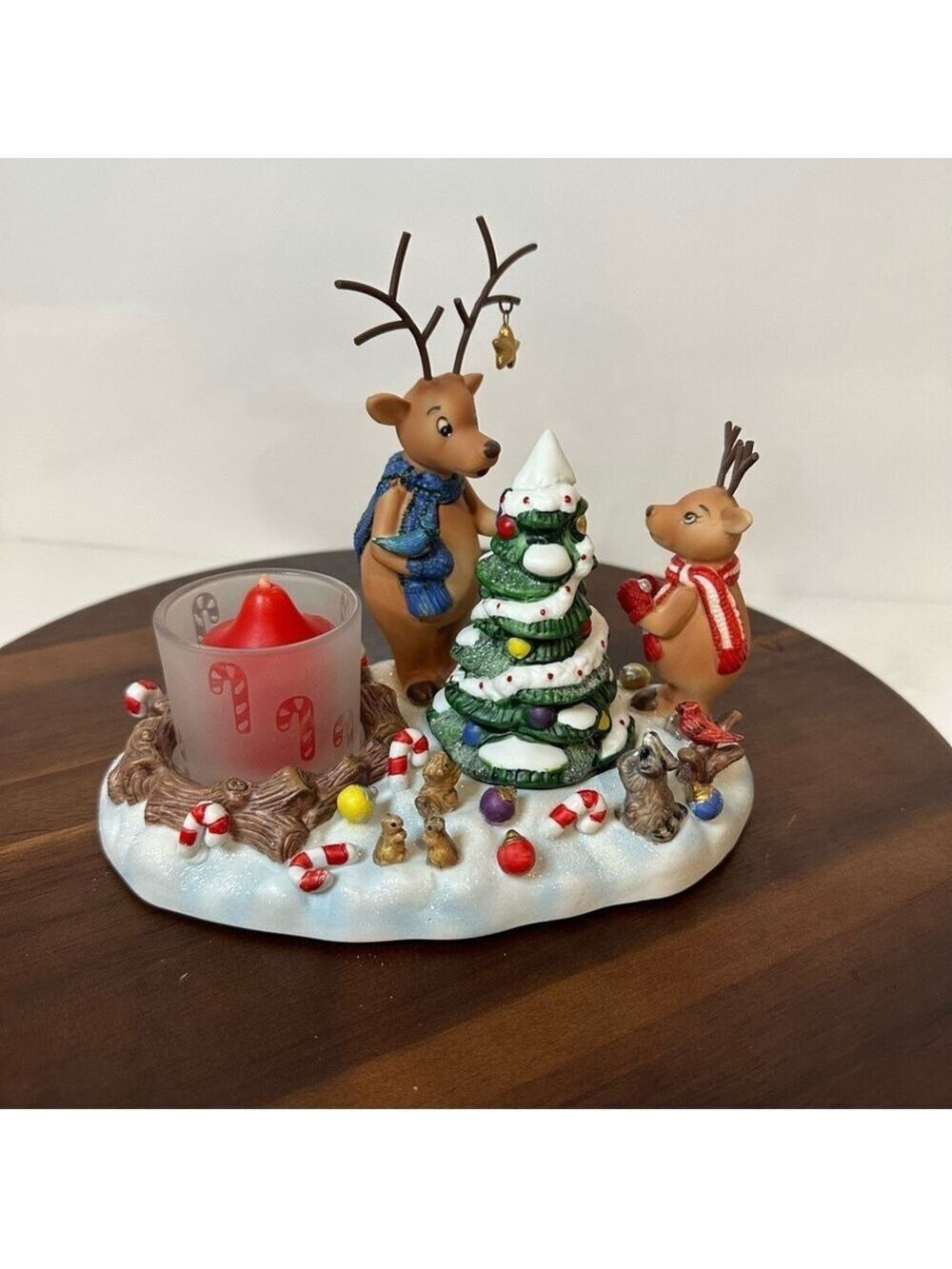 Partylite Reindeer Decorating Tree Votive Candle Holder Christmas Scene Box
